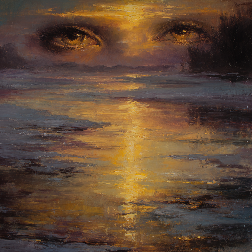 Honey-eyed. Golden eyes emerging from liquid light.